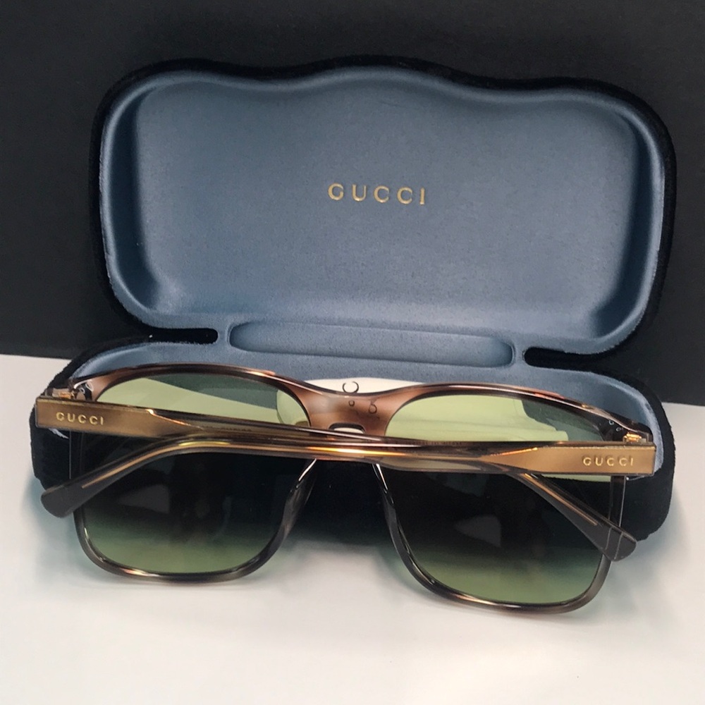 Gucci New Authentic GG1041S 004 Brown Sunglasses with Green Lenses - Picture 14 of 14